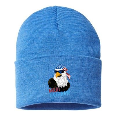 Mericaaaaaw Eagle Mullet Usa American Flag Sustainable Knit Beanie