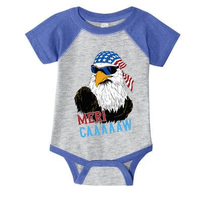 Mericaaaaaw Eagle Mullet Usa American Flag Infant Baby Jersey Bodysuit