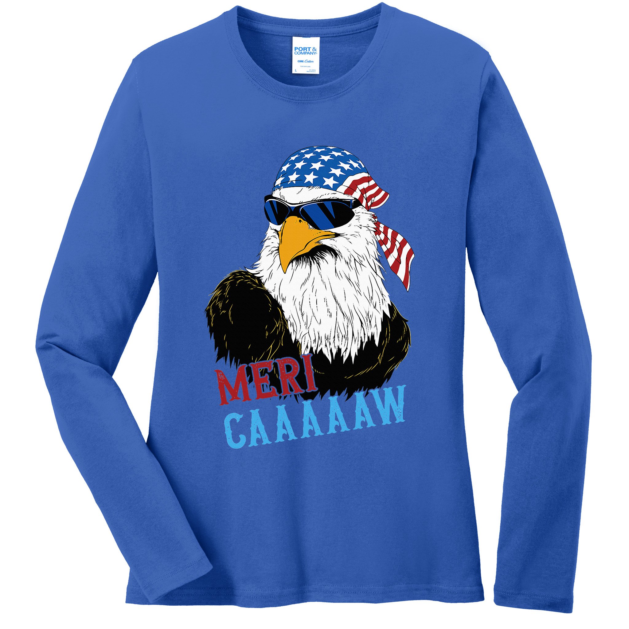 Mericaaaaaw Eagle Mullet Usa American Flag Ladies Long Sleeve Shirt