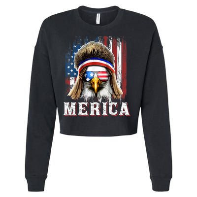 Merica Eagle Mullet 4th Of July American Flag Stars Stripes Cropped Pullover Crew
