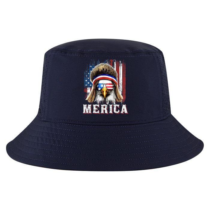 Merica Eagle Mullet 4th Of July American Flag Stars Stripes Cool Comfort Performance Bucket Hat