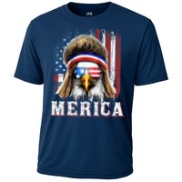 Merica Eagle Mullet 4th Of July American Flag Stars Stripes Cooling Performance Crew T-Shirt