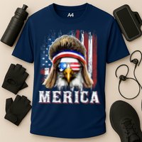 Merica Eagle Mullet 4th Of July American Flag Stars Stripes Cooling Performance Crew T-Shirt