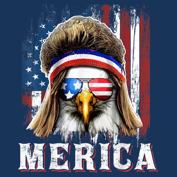 Merica Eagle Mullet 4th Of July American Flag Stars Stripes Cooling Performance Crew T-Shirt