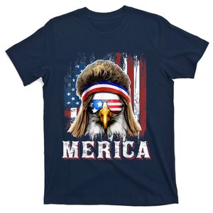 Merica Eagle Mullet 4th Of July American Flag Stars Stripes T-Shirt