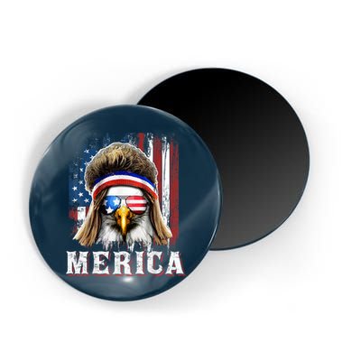 Merica Eagle Mullet 4th Of July American Flag Stars Stripes Magnet