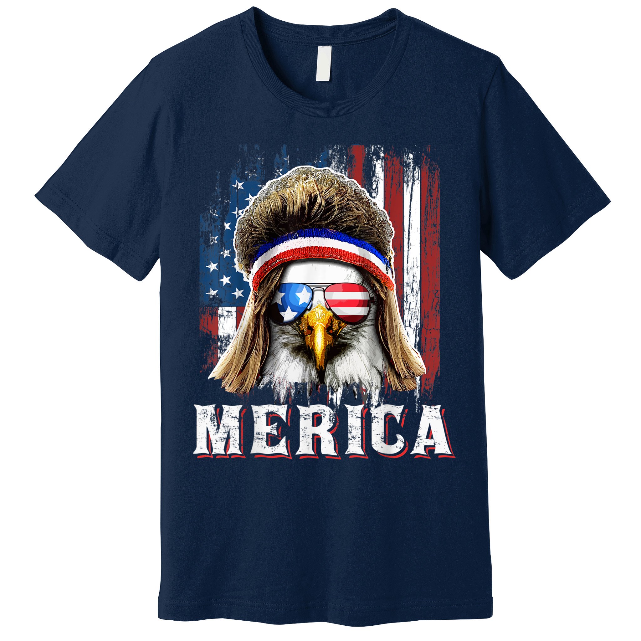 Merica Eagle Mullet 4th Of July American Flag Stars Stripes Premium T-Shirt