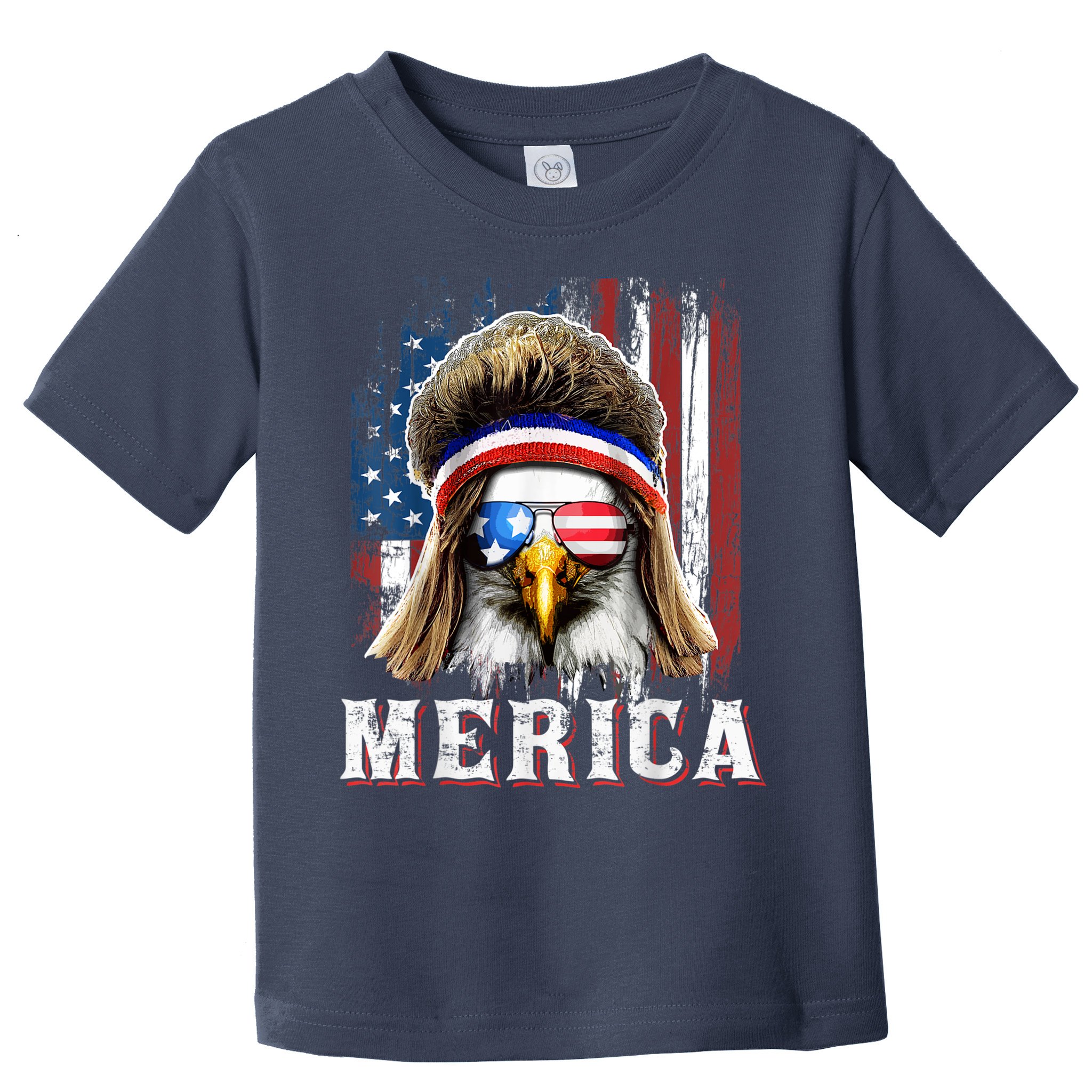 Merica Eagle Mullet 4th Of July American Flag Stars Stripes Toddler T-Shirt