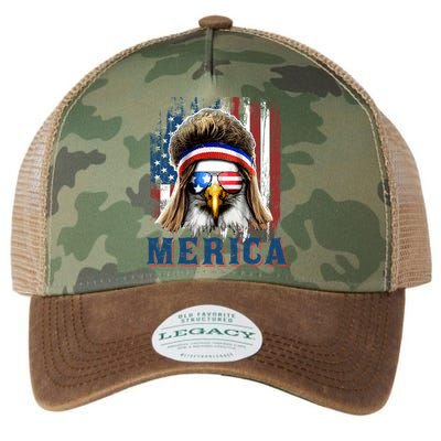 Merica Eagle Mullet Shirt 4th Of July American Flag Legacy Tie Dye Trucker Hat