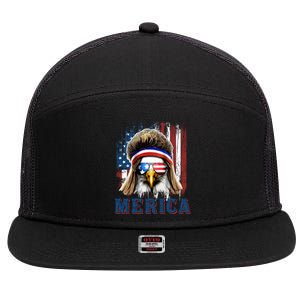 Merica Eagle Mullet Shirt 4th Of July American Flag 7 Panel Mesh Trucker Snapback Hat