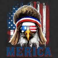 Merica Eagle Mullet Shirt 4th Of July American Flag 7 Panel Mesh Trucker Snapback Hat