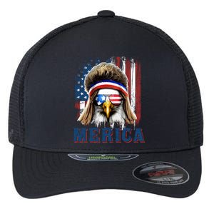 Merica Eagle Mullet Shirt 4th Of July American Flag Flexfit Unipanel Trucker Cap