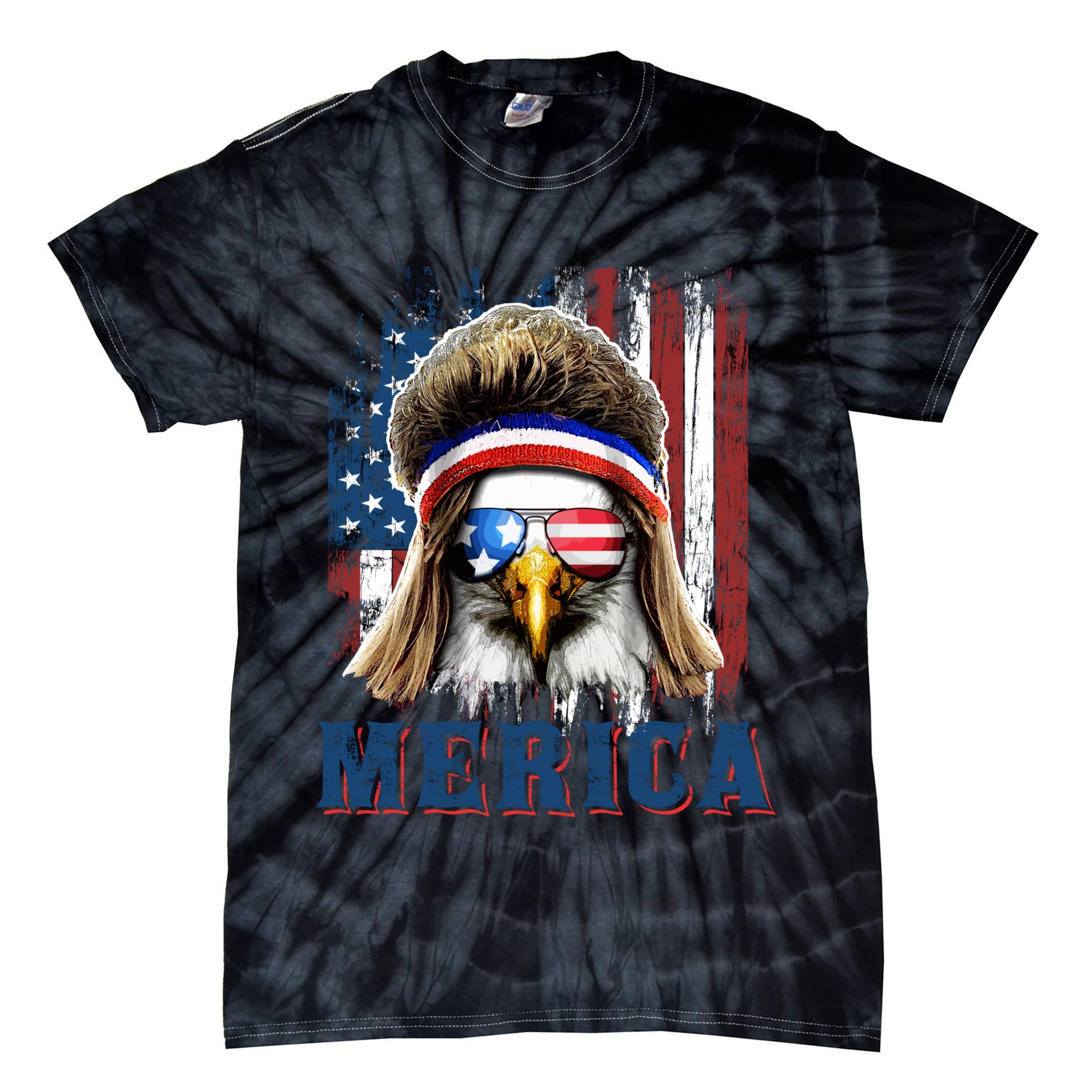 Merica Eagle Mullet Shirt 4th Of July American Flag Tie-Dye T-Shirt