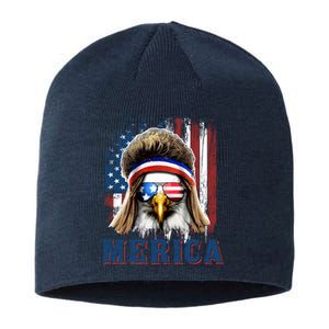 Merica Eagle Mullet Shirt 4th Of July American Flag Sustainable Beanie