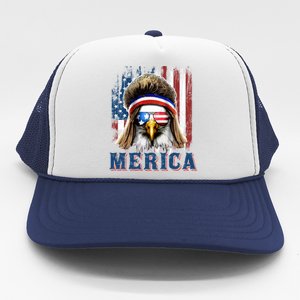 Merica Eagle Mullet Shirt 4th Of July American Flag Trucker Hat