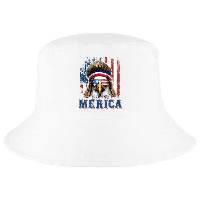 Merica Eagle Mullet Shirt 4th Of July American Flag Cool Comfort Performance Bucket Hat