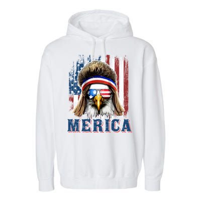 Merica Eagle Mullet Shirt 4th Of July American Flag Garment-Dyed Fleece Hoodie