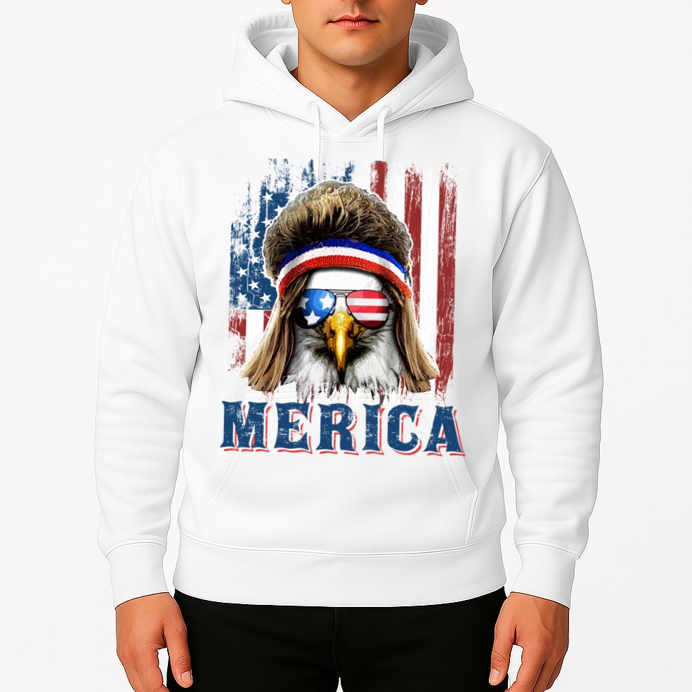 Merica Eagle Mullet Shirt 4th Of July American Flag Hoodie