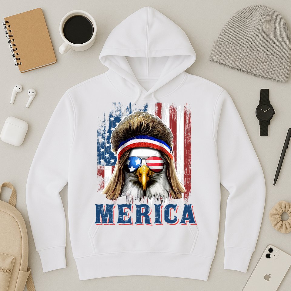 Merica Eagle Mullet Shirt 4th Of July American Flag Hoodie