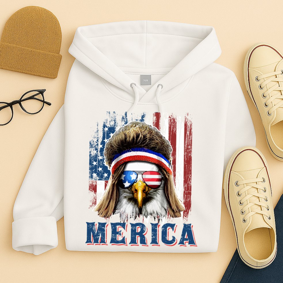 Merica Eagle Mullet Shirt 4th Of July American Flag Hoodie