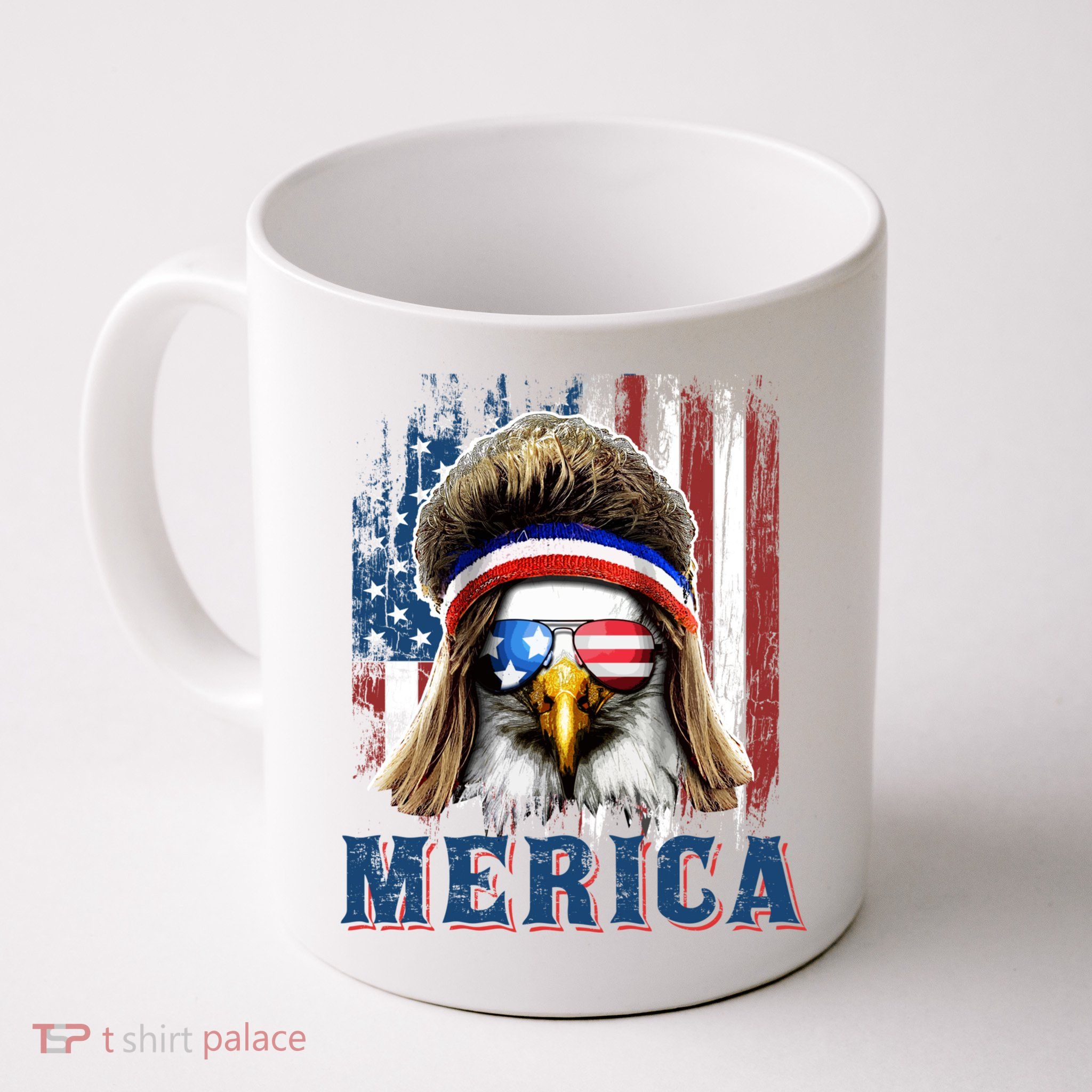 Merica Eagle Mullet Shirt 4th Of July American Flag Mug