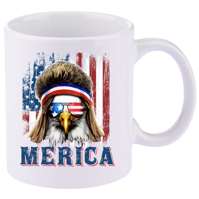 Merica Eagle Mullet Shirt 4th Of July American Flag 11oz C Handle Ceramic Mug