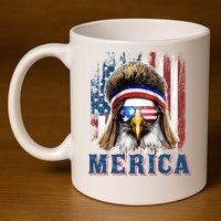 Merica Eagle Mullet Shirt 4th Of July American Flag 11oz C Handle Ceramic Mug