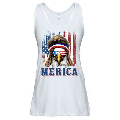 Merica Eagle Mullet Shirt 4th Of July American Flag Ladies Essential Flowy Tank
