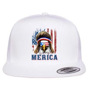 Merica Eagle Mullet Shirt 4th Of July American Flag Flat Bill Trucker Hat