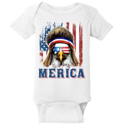 Merica Eagle Mullet Shirt 4th Of July American Flag Baby Bodysuit