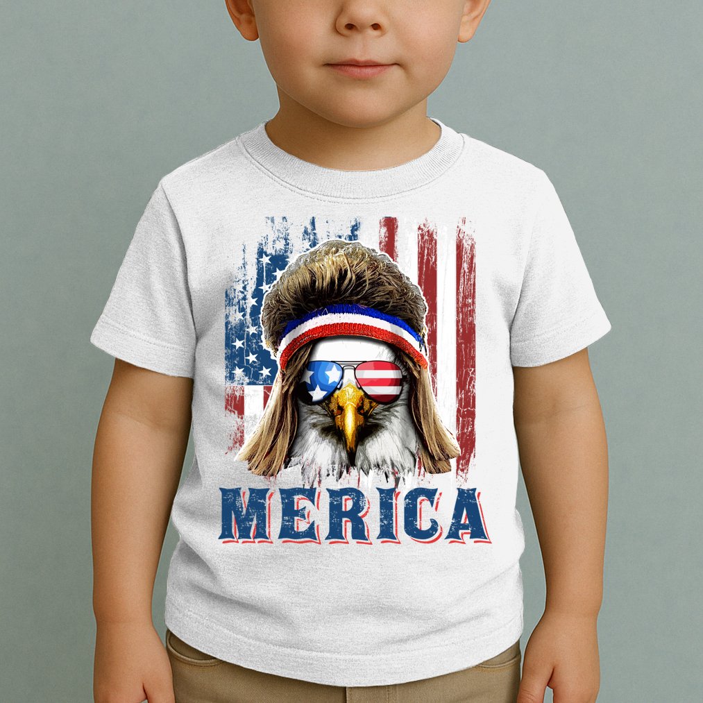 Merica Eagle Mullet Shirt 4th Of July American Flag Toddler T-Shirt