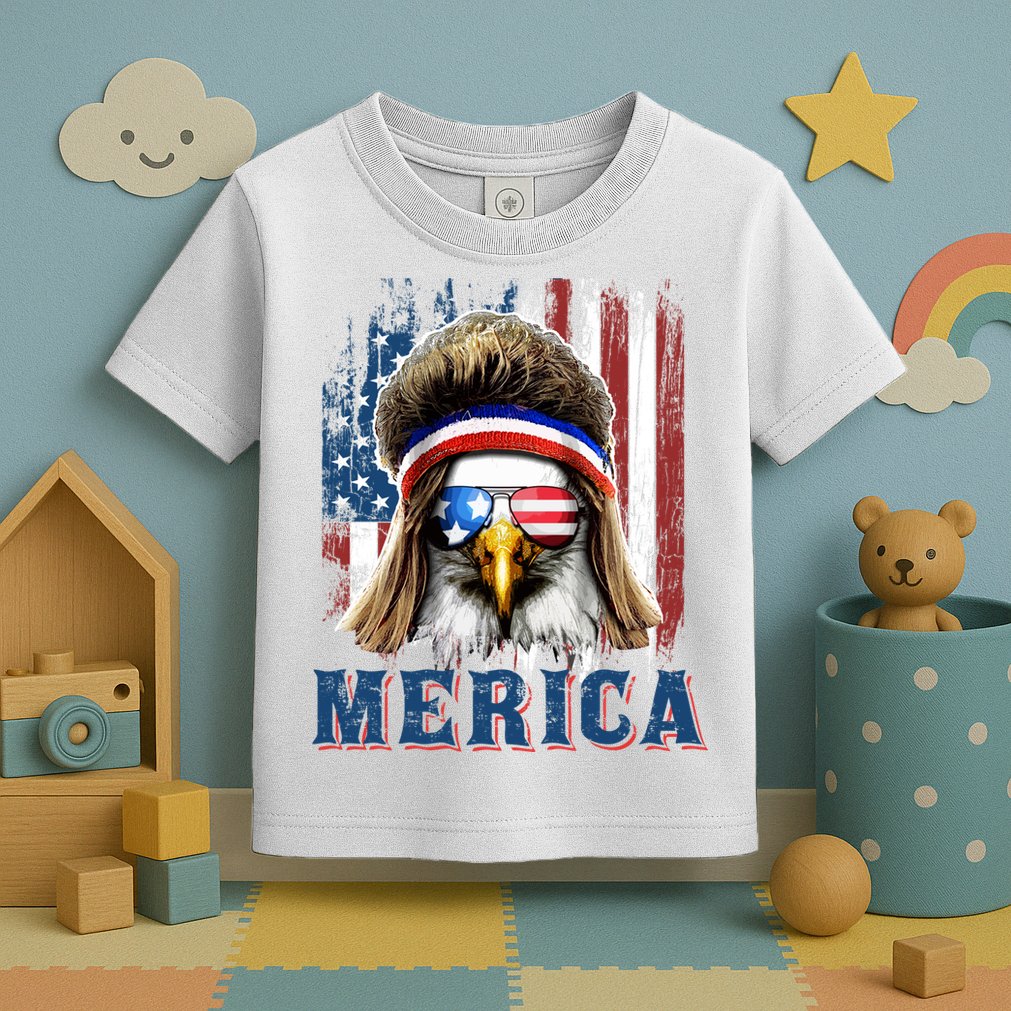 Merica Eagle Mullet Shirt 4th Of July American Flag Toddler T-Shirt
