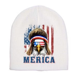 Merica Eagle Mullet Shirt 4th Of July American Flag Short Acrylic Beanie