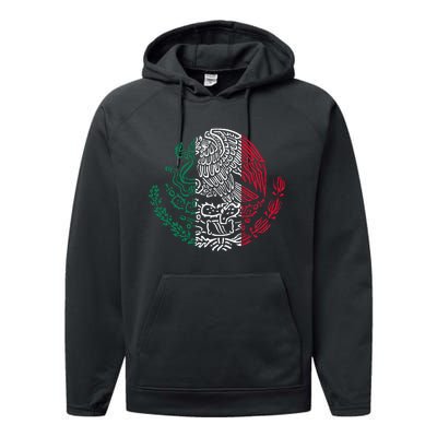 Mexican Eagle Mexico Flag Performance Fleece Hoodie