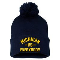 Michigan Everybody Pom Pom 12in Knit Beanie