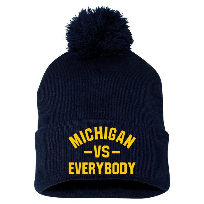 Michigan Everybody Pom Pom 12in Knit Beanie