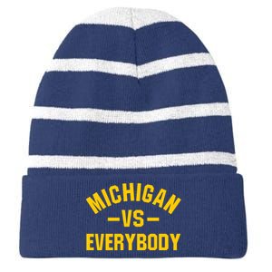 Michigan Everybody Striped Beanie with Solid Band