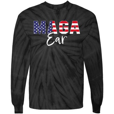 Maga Ear Maga Earring Trump 2024 Tie-Dye Long Sleeve Shirt