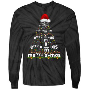 Math Equation Merry Xmas Season Teacher Christmas Tree Funny Tie-Dye Long Sleeve Shirt