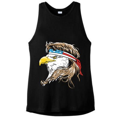 Merica Eagle Mullet 4th Of July Ladies PosiCharge Tri-Blend Wicking Tank