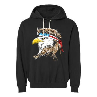 Merica Eagle Mullet 4th Of July Garment-Dyed Fleece Hoodie