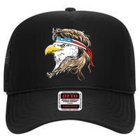 Merica Eagle Mullet 4th Of July High Crown Mesh Back Trucker Hat