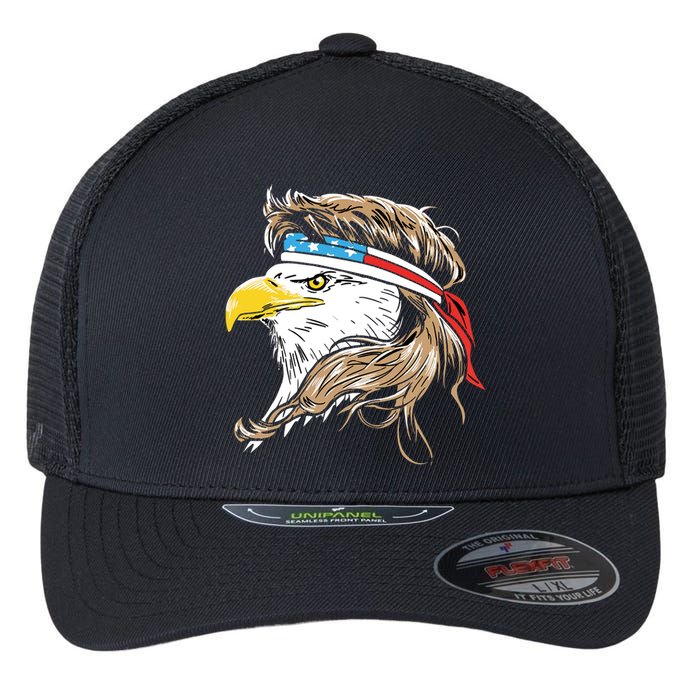 Merica Eagle Mullet 4th Of July Flexfit Unipanel Trucker Cap