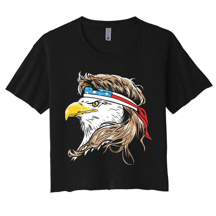 Merica Eagle Mullet 4th Of July Women's Crop Top Tee