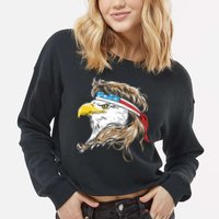 Merica Eagle Mullet 4th Of July Cropped Pullover Crew