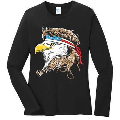 Merica Eagle Mullet 4th Of July Ladies Long Sleeve Shirt