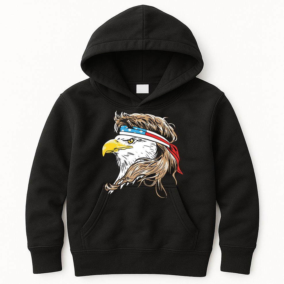 Merica Eagle Mullet 4th Of July Kids Hoodie