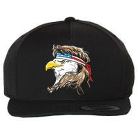 Merica Eagle Mullet 4th Of July Wool Snapback Cap