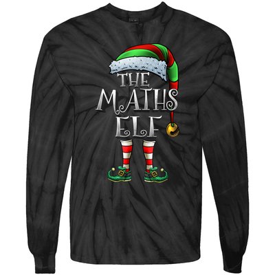 Maths Elf Matching Family Mathmatics Christmas Elf Tie-Dye Long Sleeve Shirt