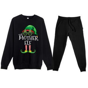 Mother Elf Matching Christmas Group Party Pjs Family Outfits Great Gift Premium Crewneck Sweatsuit Set